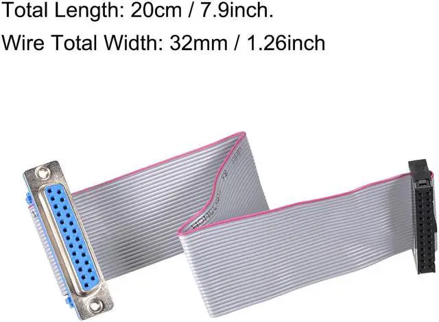 Alt view image 4 of 5 - IDC Wire Flat Ribbon Cable DB25 Female to FC-26 Female Connector 2.54mm Pitch 20cm Length , 2pcs