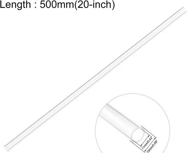Alt view image 2 of 5 - 2pcs Clear Rigid Acrylic Pipe 11mm(7/16") ID x 15mm OD x 0.5m(20") Round Tube Tubing