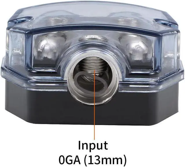 Alt view image 3 of 6 - 2 Way Power Distribution Block 0 Gauge In 0 Gauge Out Amp Power Ground Distributor for Car Audio Splitter