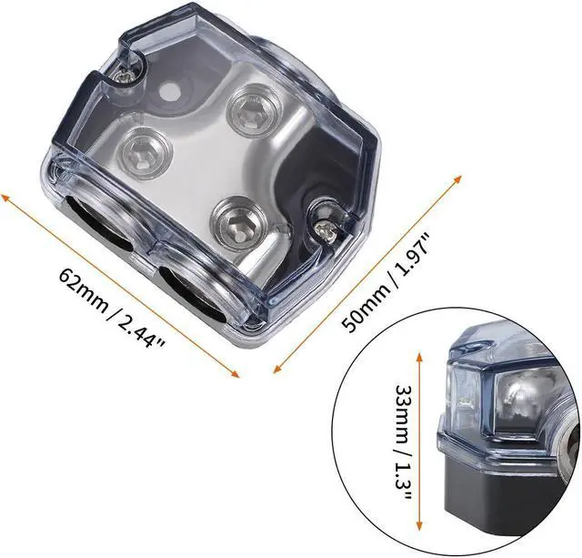 Alt view image 5 of 6 - 2 Way Power Distribution Block 0 Gauge In 0 Gauge Out Amp Power Ground Distributor for Car Audio Splitter