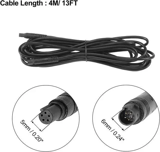 Alt view image 3 of 5 - 5 Pin 4m 13ft Backup Camera Extension Cable Dash Camera Cord Wires Car Rear View Camera