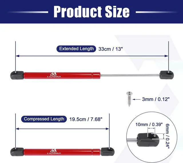 Alt view image 2 of 7 - 13 Inch 294N/66Lbs Gas Struts Shocks Lift Supports Lid Stay Red Car RV Cabinet Camper Window Lift Support