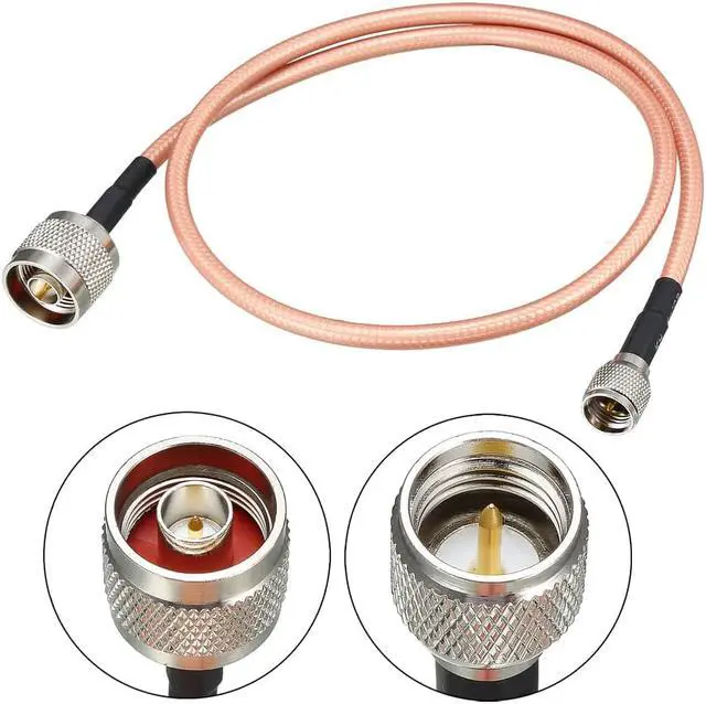 Alt view image 2 of 4 - Low Loss RF Coaxial Cable Connection Coax Wire RG-142 N Male to Mini UHF Male 60cm 2pcs
