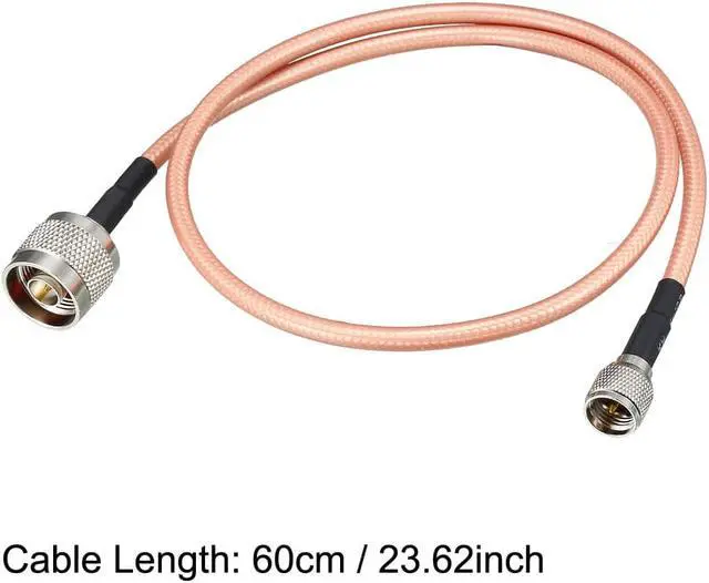 Alt view image 4 of 4 - Low Loss RF Coaxial Cable Connection Coax Wire RG-142 N Male to Mini UHF Male 60cm 2pcs