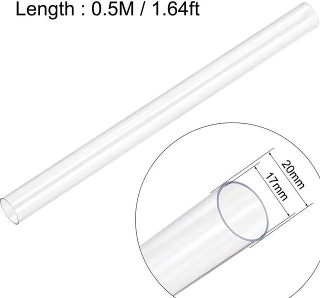 Alt view image 2 of 3 - PC Rigid Round Clear Tubing, 17mm (0.67 Inch) ID x 20mm (0.79 Inch) OD, 0.5M/1.64Ft Length Plastic Tube 2pcs