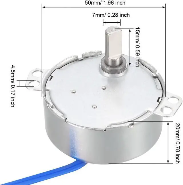 Alt view image 7 of 7 - Synchronous Motor AC 100-127V 2-2.4RMP 50-60Hz 4W Double Flat Shaft CW/CCW