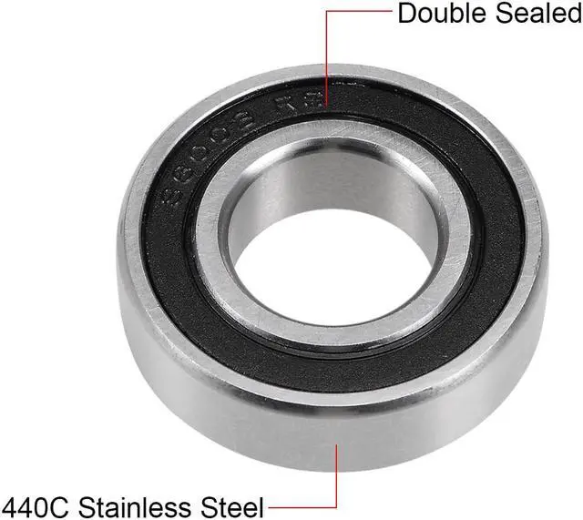 Alt view image 2 of 4 - S6003-2RS Stainless Steel Ball Bearing 17x35x10mm Double Sealed 6003RS Bearings