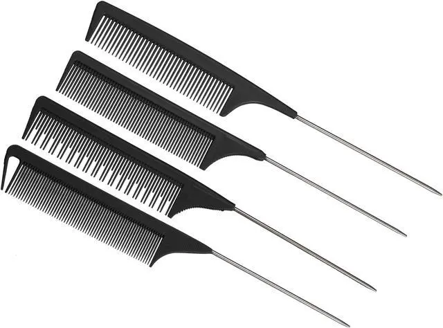 Main image of Wide Tooth Hair Brush, Tail Comb for Home Use, Styling Comb Plastic, Pink