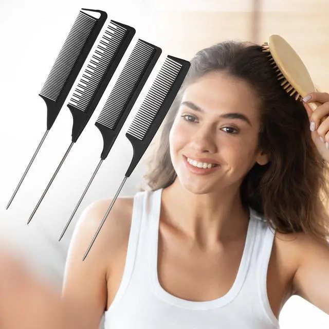 Alt view image 6 of 7 - Wide Tooth Hair Brush, Tail Comb for Home Use, Styling Comb Plastic, Pink