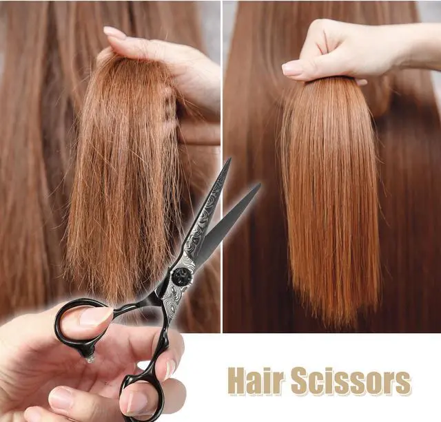 Alt view image 2 of 7 - Hair Scissors, Hair Cutting Scissors, Barber Thinning Scissors, Stainless Steel Razor, Black