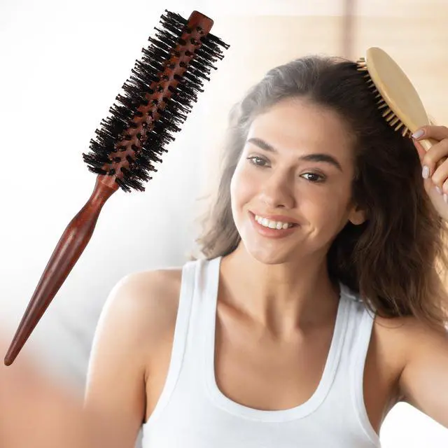 Alt view image 6 of 6 - Hair Brush, Round Brush Hairstyle Wavy Styling Tool Brush, Wood Brown, 1.57"
