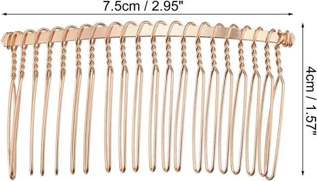 Alt view image 2 of 6 - 2 Pcs No Slip Hair Side Combs Accessories, Metal, Rose Gold Tone, 3"