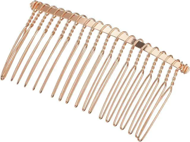 Alt view image 4 of 6 - 2 Pcs No Slip Hair Side Combs Accessories, Metal, Rose Gold Tone, 3"
