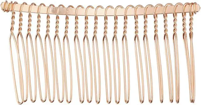 Alt view image 5 of 6 - 2 Pcs No Slip Hair Side Combs Accessories, Metal, Rose Gold Tone, 3"