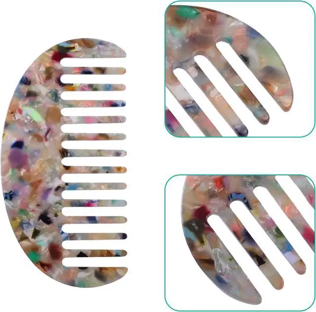 Alt view image 3 of 7 - 2 Pcs Hair Comb Wide Tooth, Anti-Static, for Thick, Curly Hair, Hair Care, Detangling Comb, for Wet and Dry Multicolor