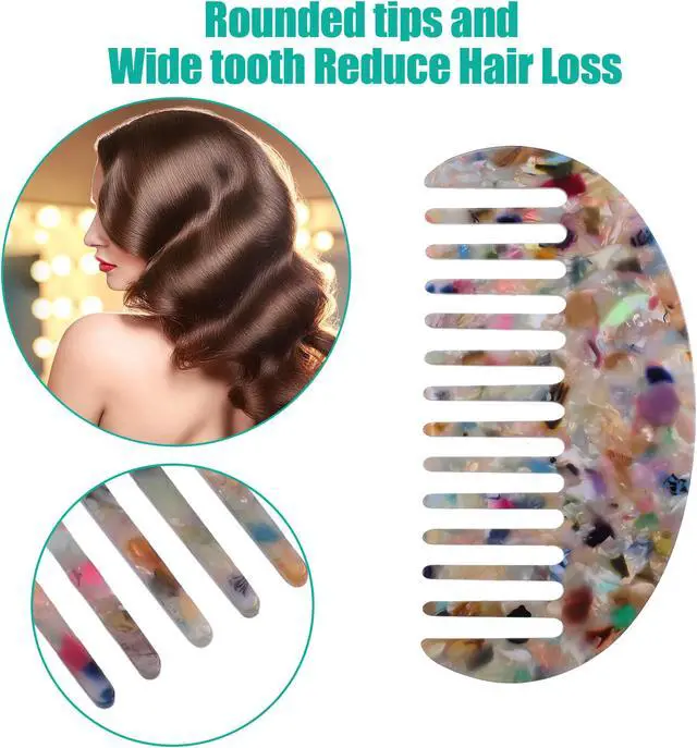 Alt view image 2 of 7 - 2 Pcs Hair Comb Wide Tooth, Anti-Static, for Thick, Curly Hair, Hair Care, Detangling Comb, for Wet and Dry Multicolor