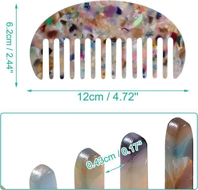 Alt view image 4 of 7 - 2 Pcs Hair Comb Wide Tooth, Anti-Static, for Thick, Curly Hair, Hair Care, Detangling Comb, for Wet and Dry Multicolor
