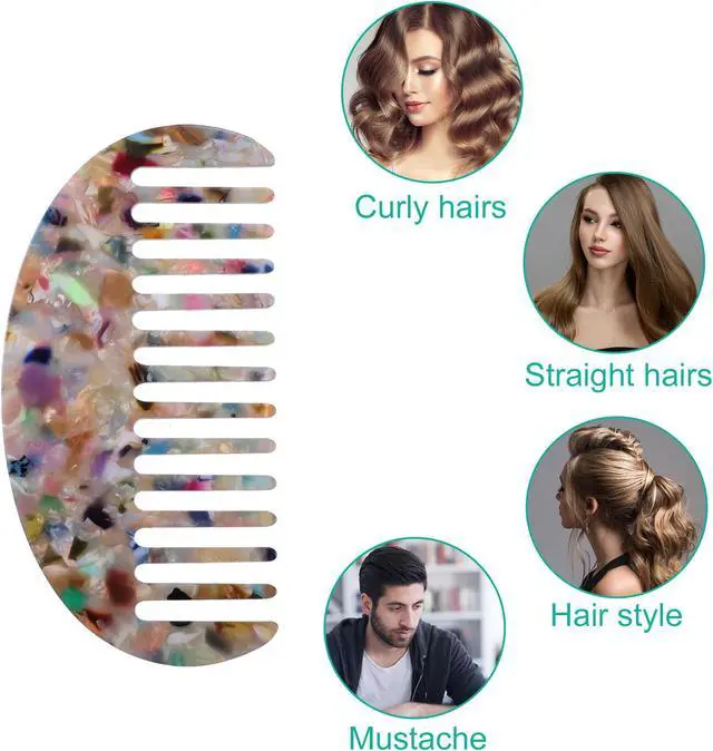 Alt view image 7 of 7 - 2 Pcs Hair Comb Wide Tooth, Anti-Static, for Thick, Curly Hair, Hair Care, Detangling Comb, for Wet and Dry Multicolor
