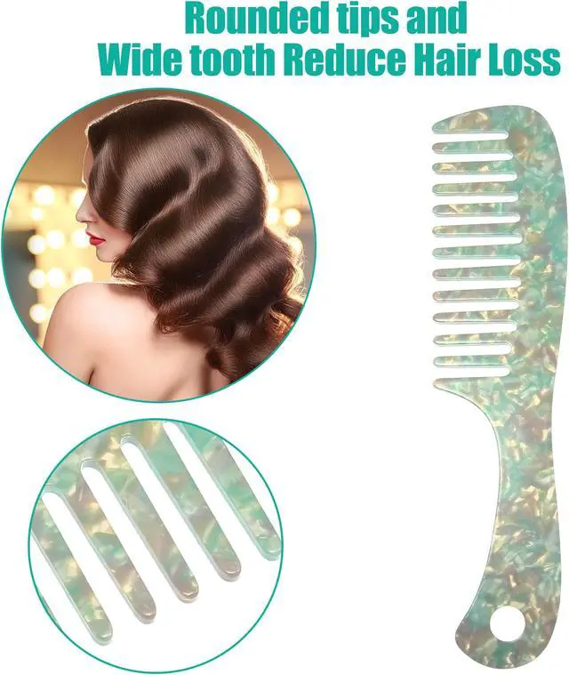 Alt view image 2 of 7 - 1 Pcs Hair Comb Wide Tooth, Anti-Static, for Thick, Curly Hair, Hair Care, Detangling Comb, for Wet and Dry Green