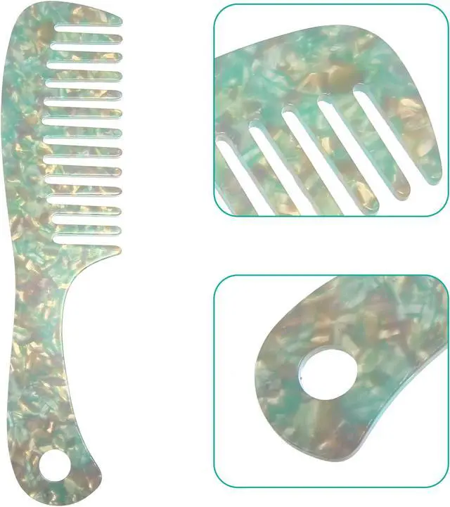 Alt view image 3 of 7 - 1 Pcs Hair Comb Wide Tooth, Anti-Static, for Thick, Curly Hair, Hair Care, Detangling Comb, for Wet and Dry Green
