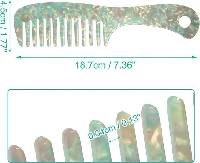 Alt view image 4 of 7 - 1 Pcs Hair Comb Wide Tooth, Anti-Static, for Thick, Curly Hair, Hair Care, Detangling Comb, for Wet and Dry Green