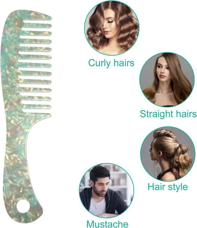Alt view image 7 of 7 - 1 Pcs Hair Comb Wide Tooth, Anti-Static, for Thick, Curly Hair, Hair Care, Detangling Comb, for Wet and Dry Green
