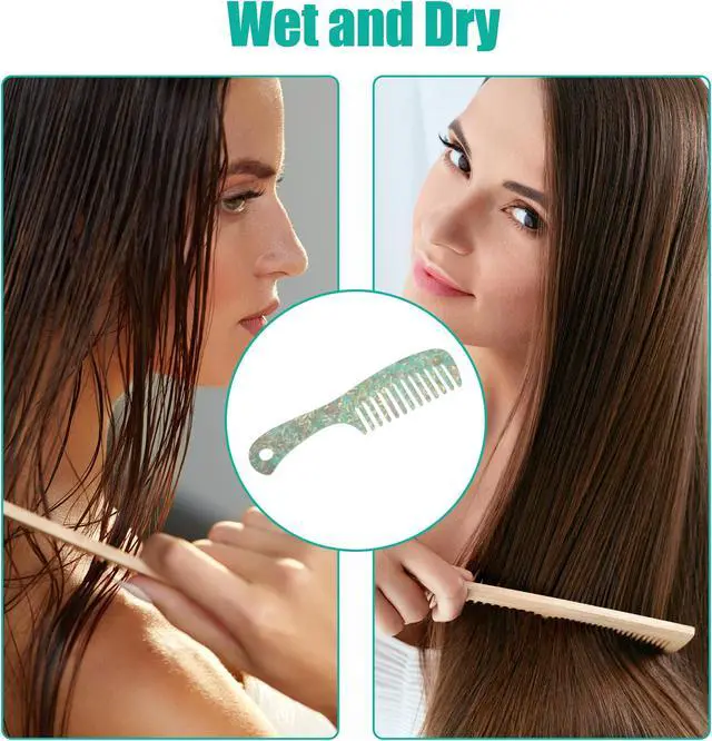 Alt view image 5 of 7 - 1 Pcs Hair Comb Wide Tooth, Anti-Static, for Thick, Curly Hair, Hair Care, Detangling Comb, for Wet and Dry Green