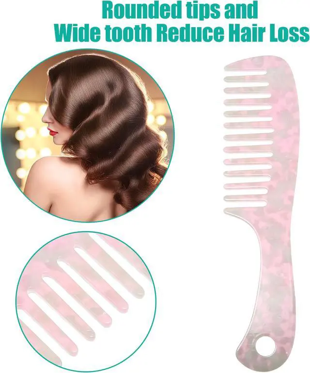 Alt view image 2 of 7 - 1 Pcs Hair Comb Wide Tooth, Anti-Static, for Thick, Curly Hair, Hair Care, Detangling Comb, for Wet and Dry Pink