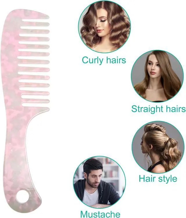 Alt view image 7 of 7 - 1 Pcs Hair Comb Wide Tooth, Anti-Static, for Thick, Curly Hair, Hair Care, Detangling Comb, for Wet and Dry Pink