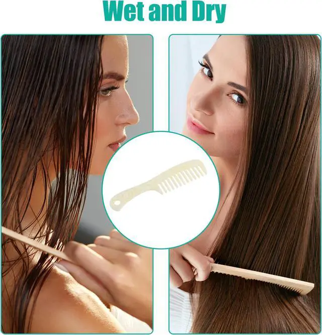 Alt view image 5 of 7 - 1 Pcs Hair Comb Wide Tooth, Anti-Static, for Thick, Curly Hair, Hair Supplies, Detangling Comb, for Wet and Dry Beige