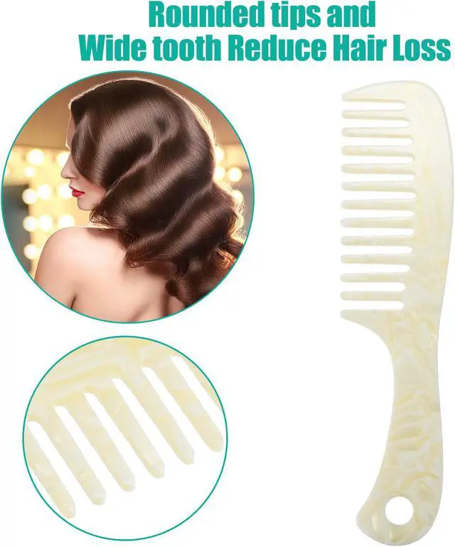 Alt view image 2 of 7 - 1 Pcs Hair Comb Wide Tooth, Anti-Static, for Thick, Curly Hair, Hair Supplies, Detangling Comb, for Wet and Dry Beige