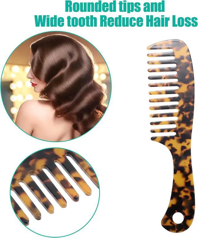 Alt view image 2 of 7 - 1 Pcs Hair Comb Wide Tooth, Anti-Static, for Thick, Curly Hair, Hair Supplies, Detangling Comb, for Wet and Dry Leopard Print Pattern Multicolor