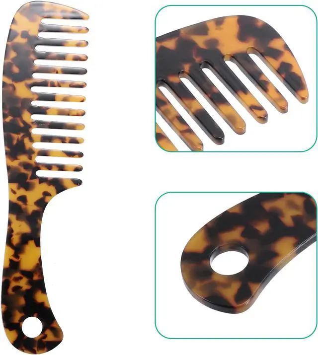 Alt view image 3 of 7 - 1 Pcs Hair Comb Wide Tooth, Anti-Static, for Thick, Curly Hair, Hair Supplies, Detangling Comb, for Wet and Dry Leopard Print Pattern Multicolor