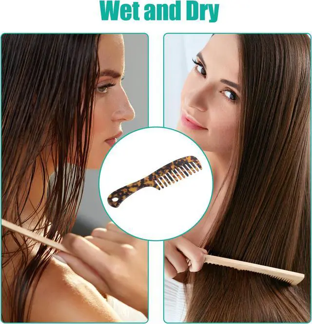 Alt view image 5 of 7 - 1 Pcs Hair Comb Wide Tooth, Anti-Static, for Thick, Curly Hair, Hair Supplies, Detangling Comb, for Wet and Dry Leopard Print Pattern Multicolor