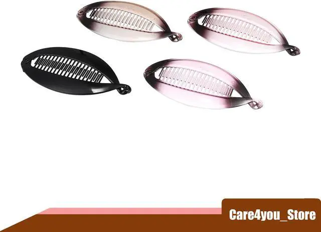 Main image of 4 Pcs Interlocking Ponytail Banana Clip, Hair Accessories, Pink Black Brown