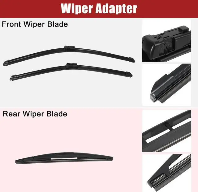 Alt view image 5 of 6 - 24" 21" 12" Front Rear Windshield Wiper Blade Set Fit for Buick Enclave with Top-Lock - Pack of 3 Black