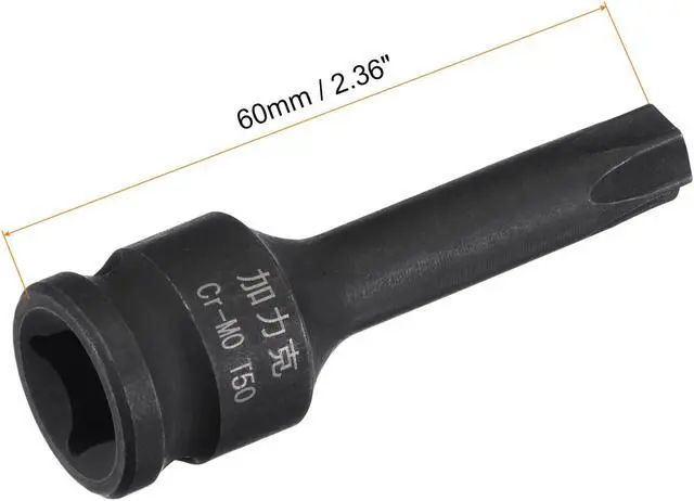 Alt view image 2 of 5 - T50 Impact Torx Bit Socket, 3/8" Square Drive 60mm Length CR-MO Metric Sizes