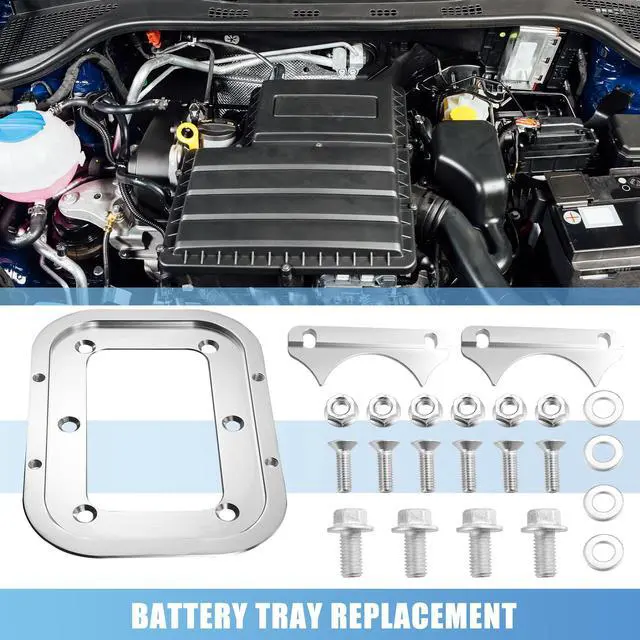 Alt view image 2 of 7 - 1 Set Billet Aluminum Battery Pallet for Racing Trunk Optima Batteries Trunk Battery Hold Down Bracket Battery Relocation Tray