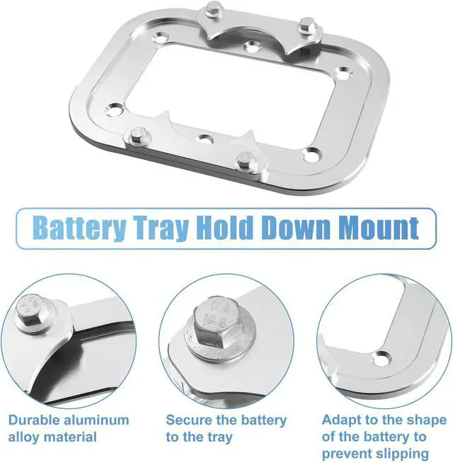 Alt view image 6 of 7 - 1 Set Billet Aluminum Battery Pallet for Racing Trunk Optima Batteries Trunk Battery Hold Down Bracket Battery Relocation Tray