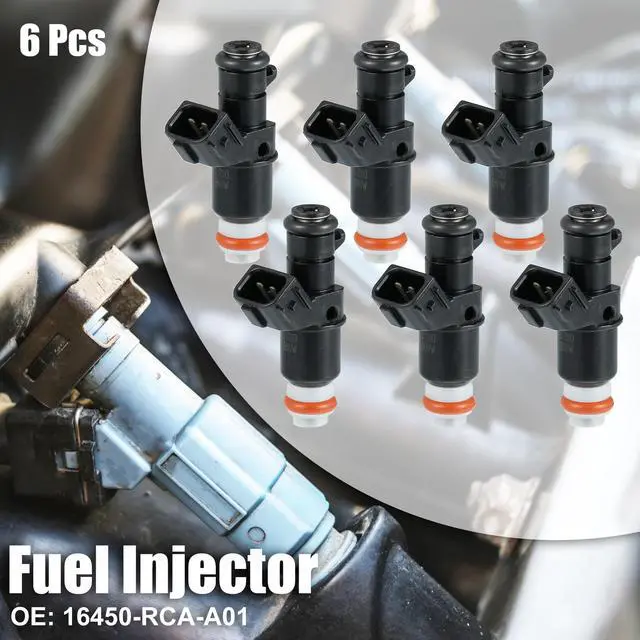 Main image of 6pcs 16450-RCA-A01 Fuel Injector Nozzle Flow Matched Replacement for Honda Accord 2003-2007 3.0L for Acura MDX 2003-2006 3.5L Black