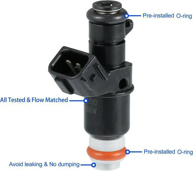 Alt view image 3 of 7 - 6pcs 16450-RCA-A01 Fuel Injector Nozzle Flow Matched Replacement for Honda Accord 2003-2007 3.0L for Acura MDX 2003-2006 3.5L Black