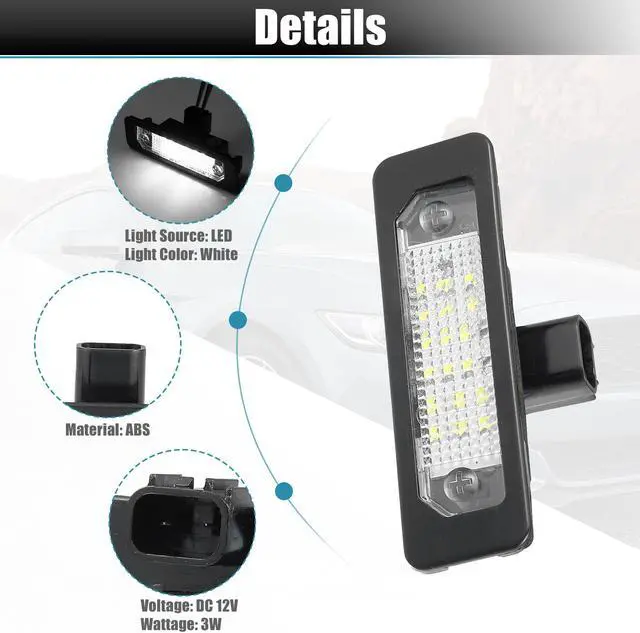 Alt view image 4 of 7 - LED License Plate Light Tag Lamp Assembly for Ford for Mustang Focus Fusion for Mercury Sable for Lincoln MKS Full LED Rear Number License Plate Lamp White Light  8T5Z13550A 2pcs