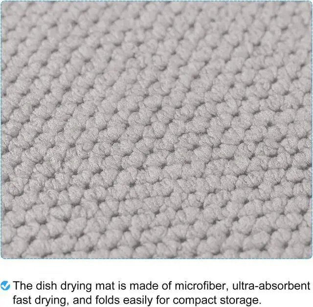 Alt view image 4 of 5 - Microfiber Dish Drying Mat, 15.75" x 11.82" Dishes Drainer Mats Kitchen Counter Mats Dish Drying Pad for Countertop, Fast Drying-Grey