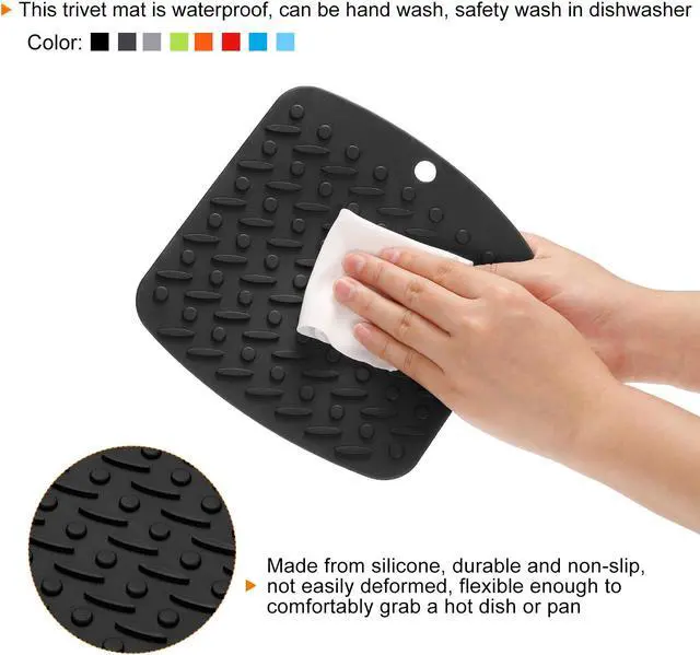 Alt view image 4 of 5 - 4pcs Silicone Pot Mat for Countertop Heat Resistant Table Placemats, Trivet Mat, Pot Holders, Hot Pads, Pot Coaster, Kitchen Table Mats-Sky Blue/Red