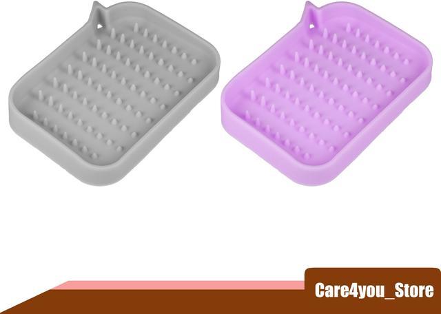 Unique Bargains Silicone Soap Dish Keep Soap Dry Soap Cleaning Storage for Home Bathroom Kitchen Purple 2 Pcs