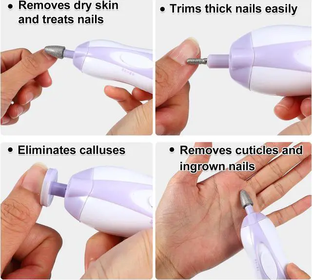 Alt view image 2 of 7 - Electric Nail File Set, Nail Drill Machine, Pedicure Set, Nails Care Kits, Portable Hand Foot Nail Care Trimmer, Plastic, Purple