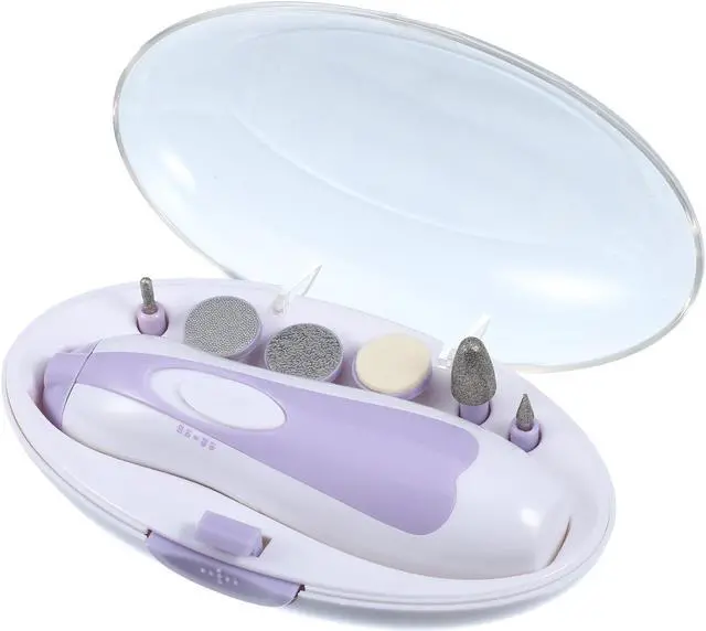 Alt view image 7 of 7 - Electric Nail File Set, Nail Drill Machine, Pedicure Set, Nails Care Kits, Portable Hand Foot Nail Care Trimmer, Plastic, Purple