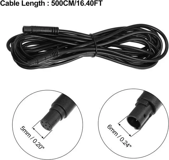 Alt view image 4 of 6 - 6 Pin 16.40ft 500cm Backup Camera Extension Cable Dash Camera Cord Wires Car Rear View Camera
