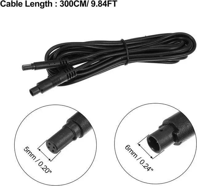 Alt view image 4 of 6 - 2 Pcs 4 Pin 9.84ft 300cm Backup Camera Extension Cable Dash Camera Cord Wires Car Rear View Camera