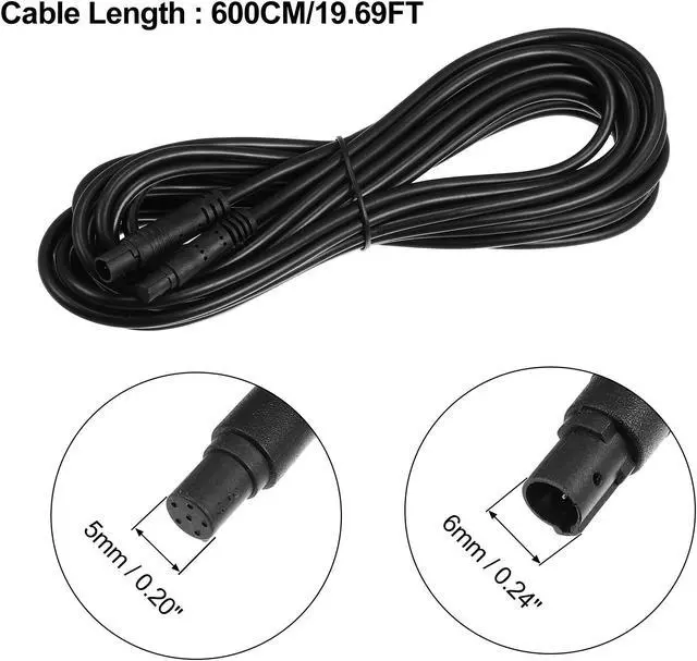 Alt view image 4 of 6 - 6 Pin 19.69ft 600cm Backup Camera Extension Cable Dash Camera Cord Wires Car Rear View Camera